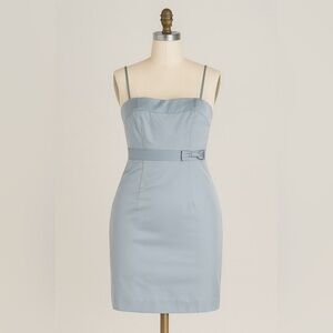 J. Crew 100% silk wedding guest dress blue sheath size 8